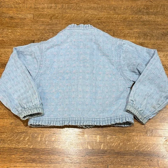 Vintage  OshKosh B'gosh Denim Jacket with Pink Flower Accents - Picture 7 of 10